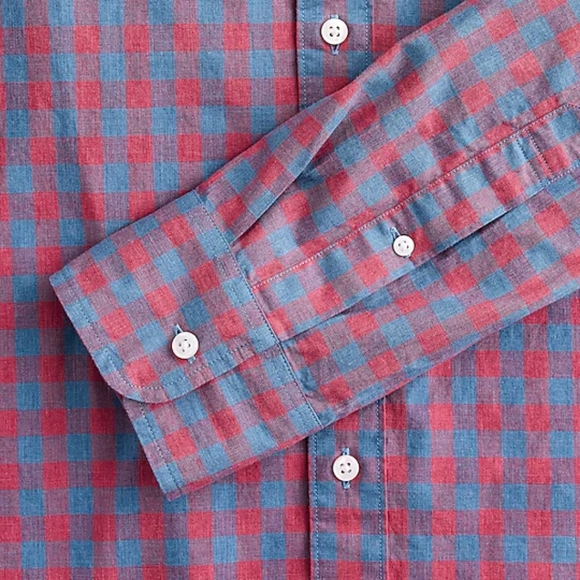 J Crew Organic Cotton Stretch Secret Wash Button Down in Seashore Red … - Picture 4 of 8